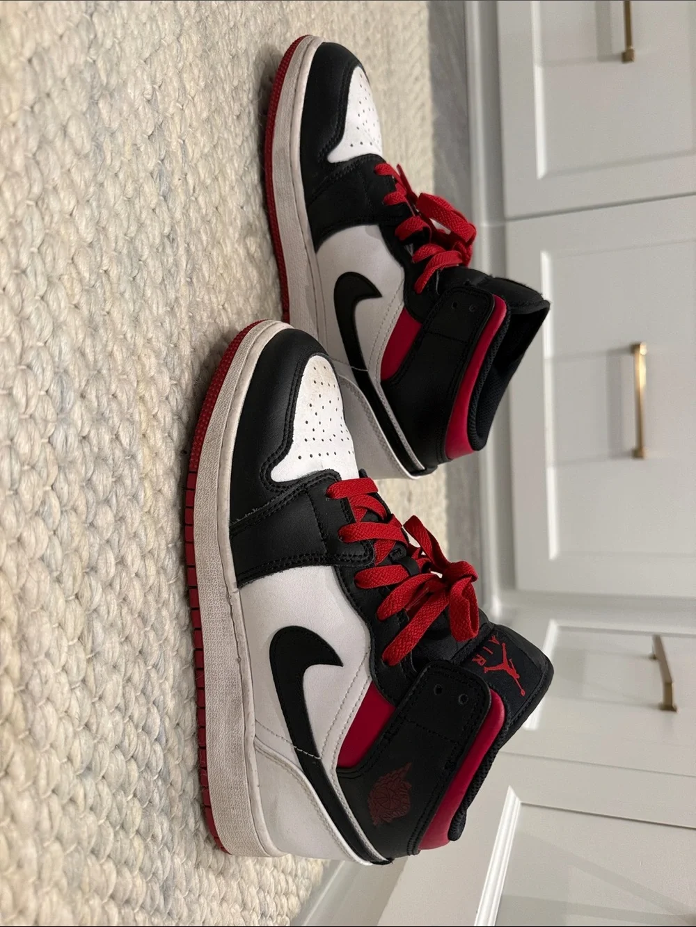 Jordan Kids Red, Black & White High-Top Sneakers